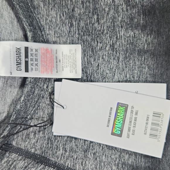 Gymshark Adapt Ombre Seamless LS Crop Top Black/Black Marl Small - Picture 8 of 11